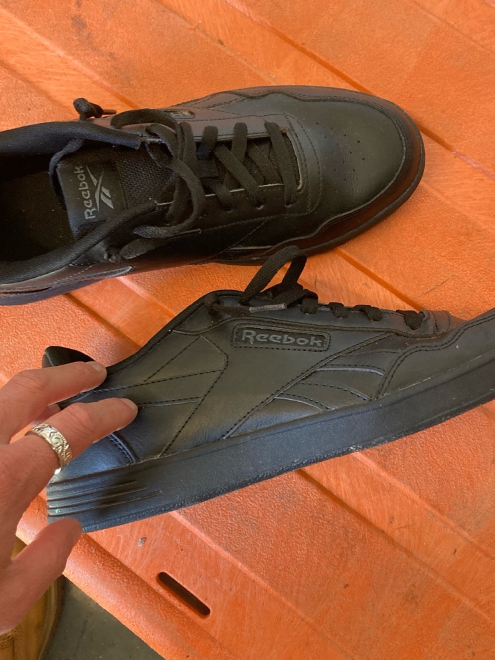 Reebok Men's Classic All-Black Leather Sneakers